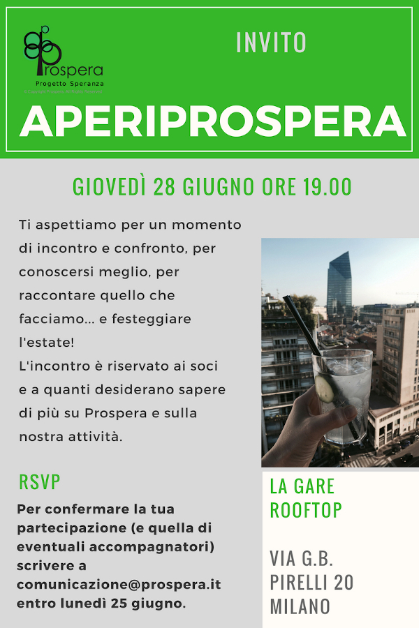 AperiProspera 28n giugno 0re 19:00; Save the Date